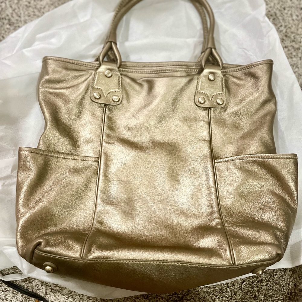Burberry Leather Gold Metallic Tote